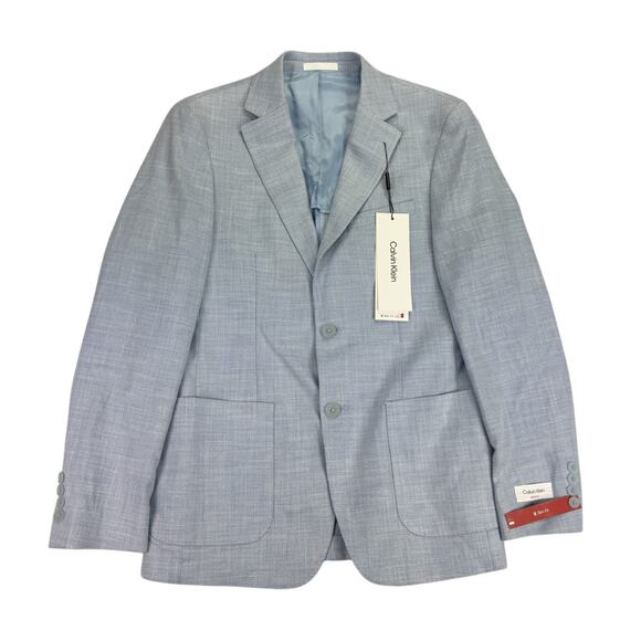 Calvin Klein Mens X Slim Fit Soft Solid Sport Coat Light Blue 38R